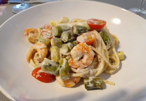 Rezept Spaghetti mit Garnelen und Spargel