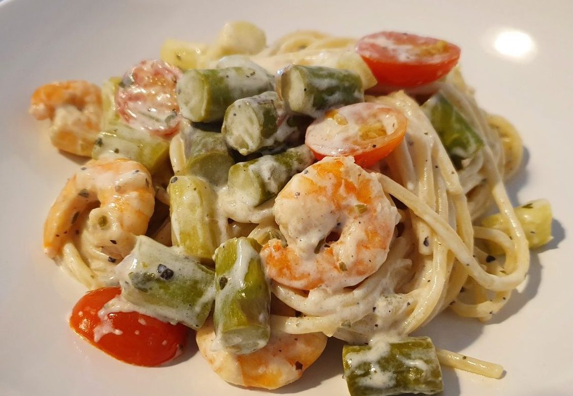 Rezept Spaghetti mit Garnelen und Spargel